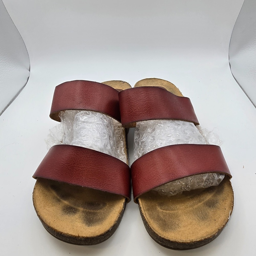 Rock &‎ Candy Armella 7.5 Slide Sandals Cognac Brown Double Strap Casual Comfort